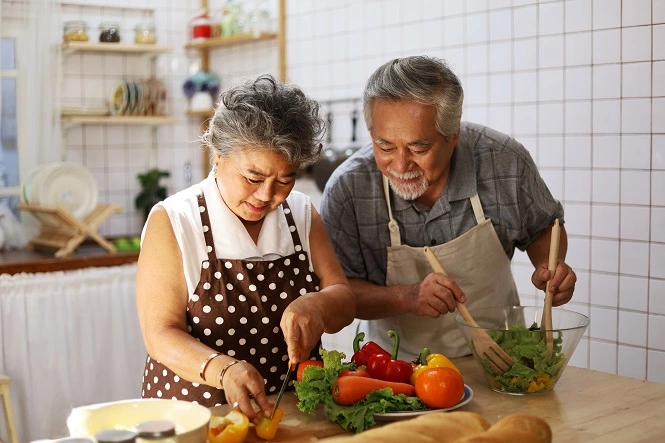 Couple cooking