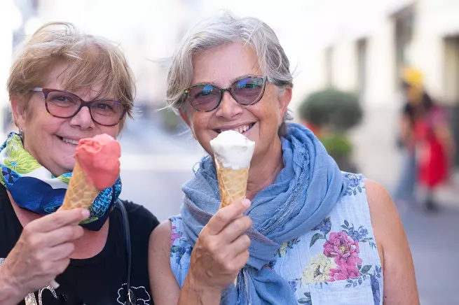 Woman licking icecream